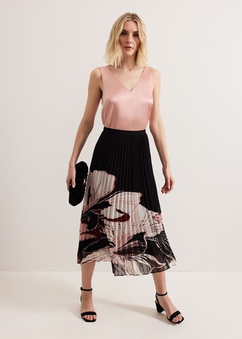 Phase Eight Elmina Floral Skirts Black Canada | PYMNUA-967